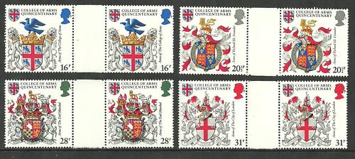 1984 GB - College of Arms (Heraldry) Gutter Pair Set (8) MNH